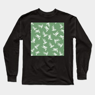 Herring plovers in flight, green background Long Sleeve T-Shirt